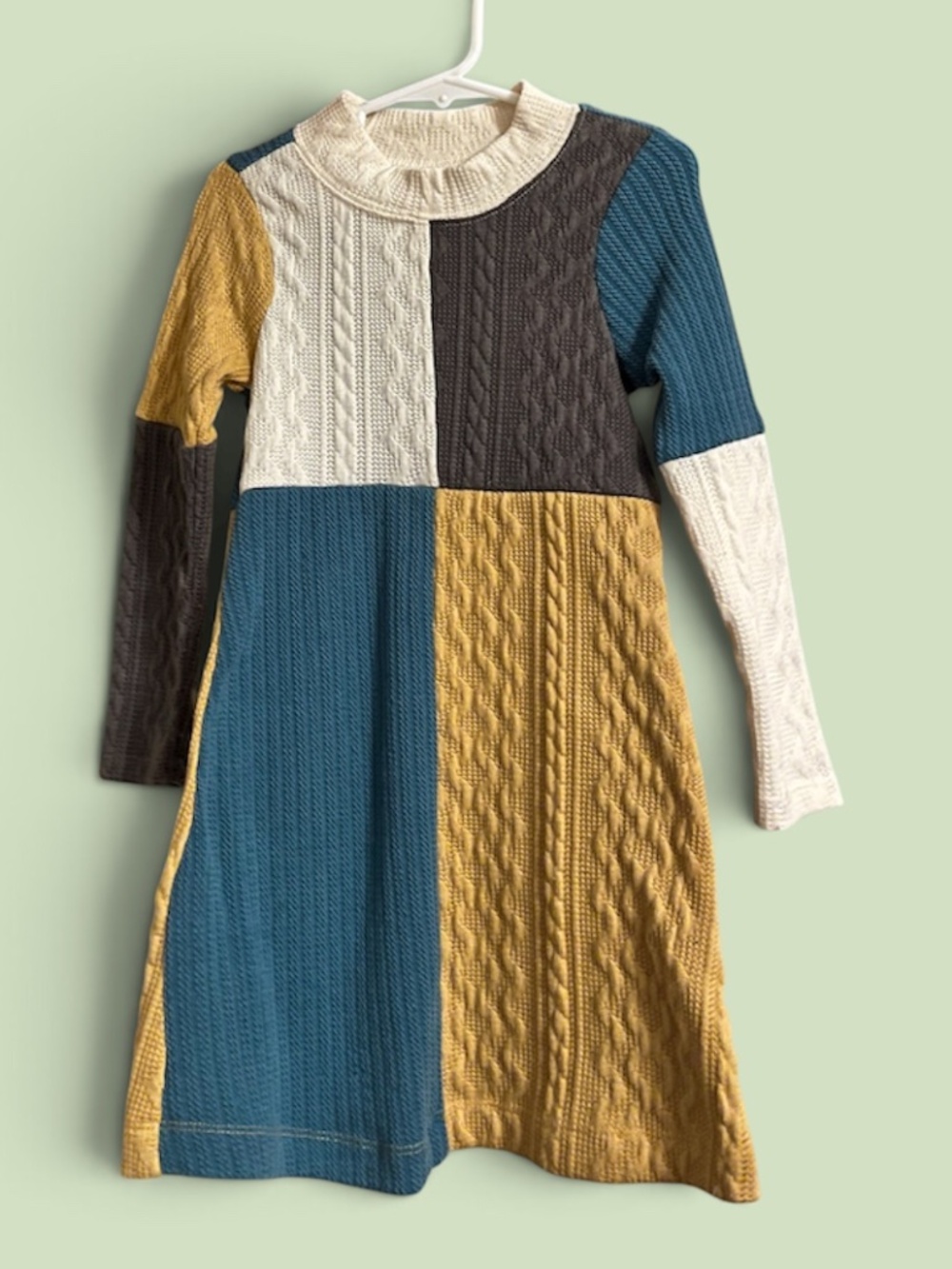 Bonnie Jean Toddler Girls’ Multi Colorblock Knit Fall Winter Sweater Dress Sz-4